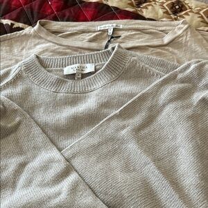 2 PC BUNDLE Cotton 3/4 Sleeve Top and Puff-Sleeve Sweater